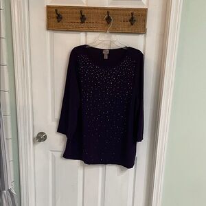 Chico's Deep Purple Studded Blouse